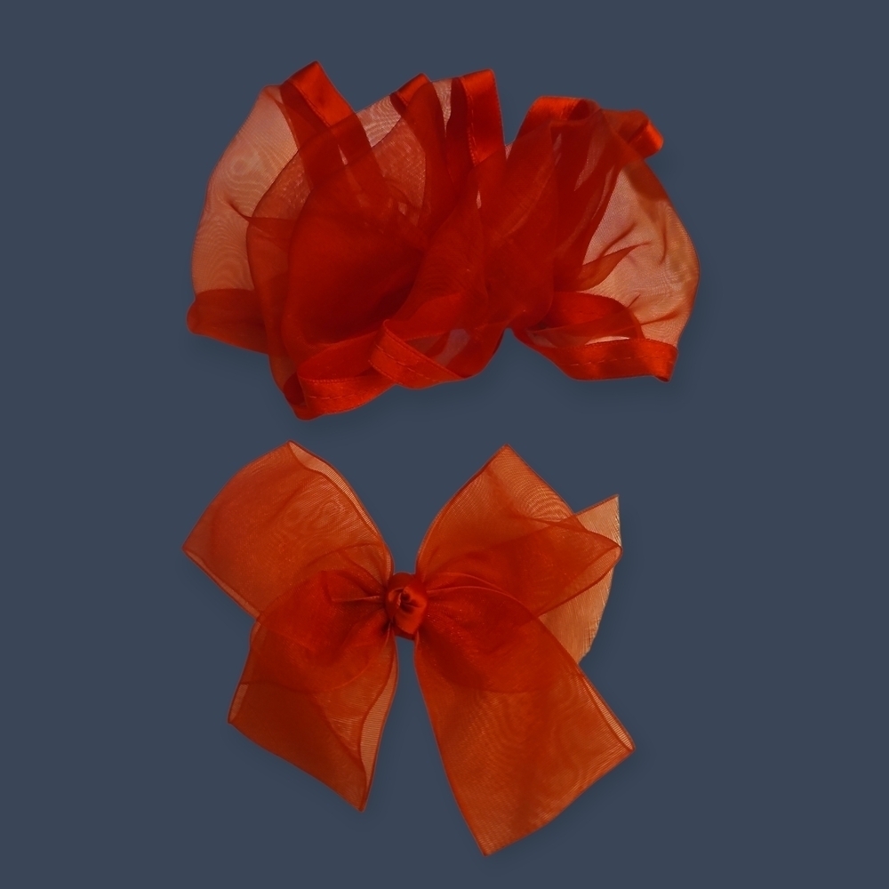 HANDMADE Red Chiffon Valentine's Coquette Hair Bows